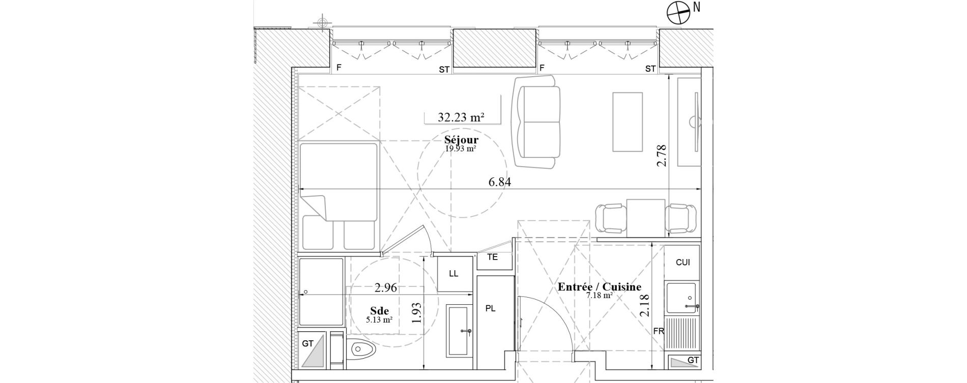 Appartement T1 de 32,23 m2 &agrave; Laval Les fourches