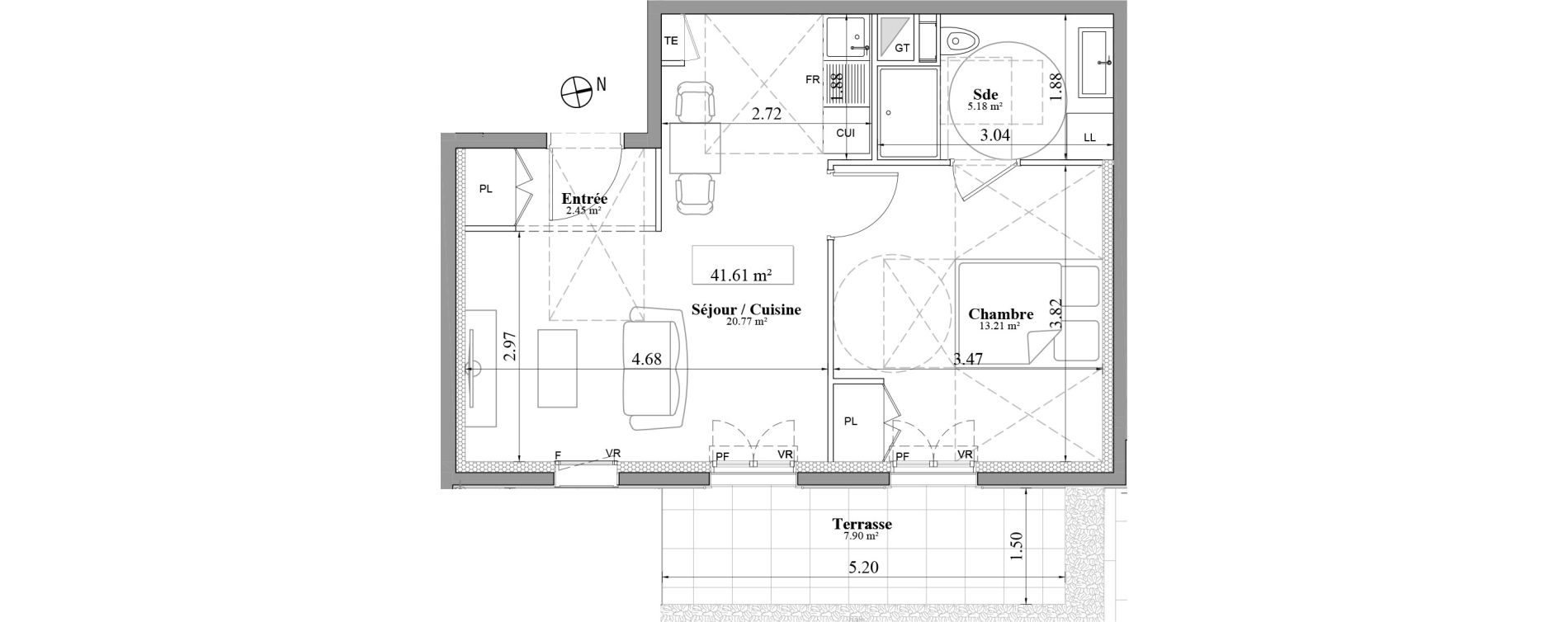 Appartement T2 de 41,61 m2 &agrave; Laval Les fourches
