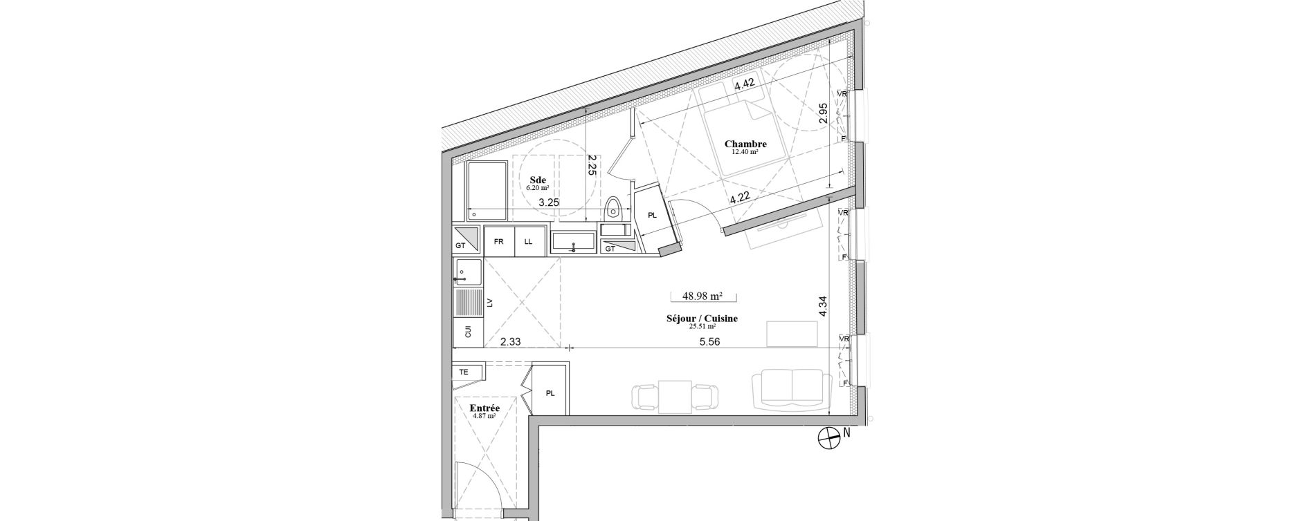 Appartement T2 de 48,98 m2 &agrave; Laval Les fourches