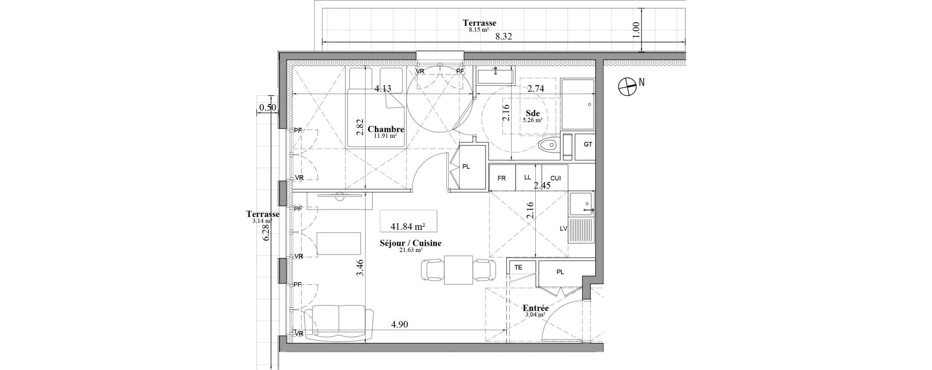 Appartement T2 de 41,84 m2 &agrave; Laval Les fourches