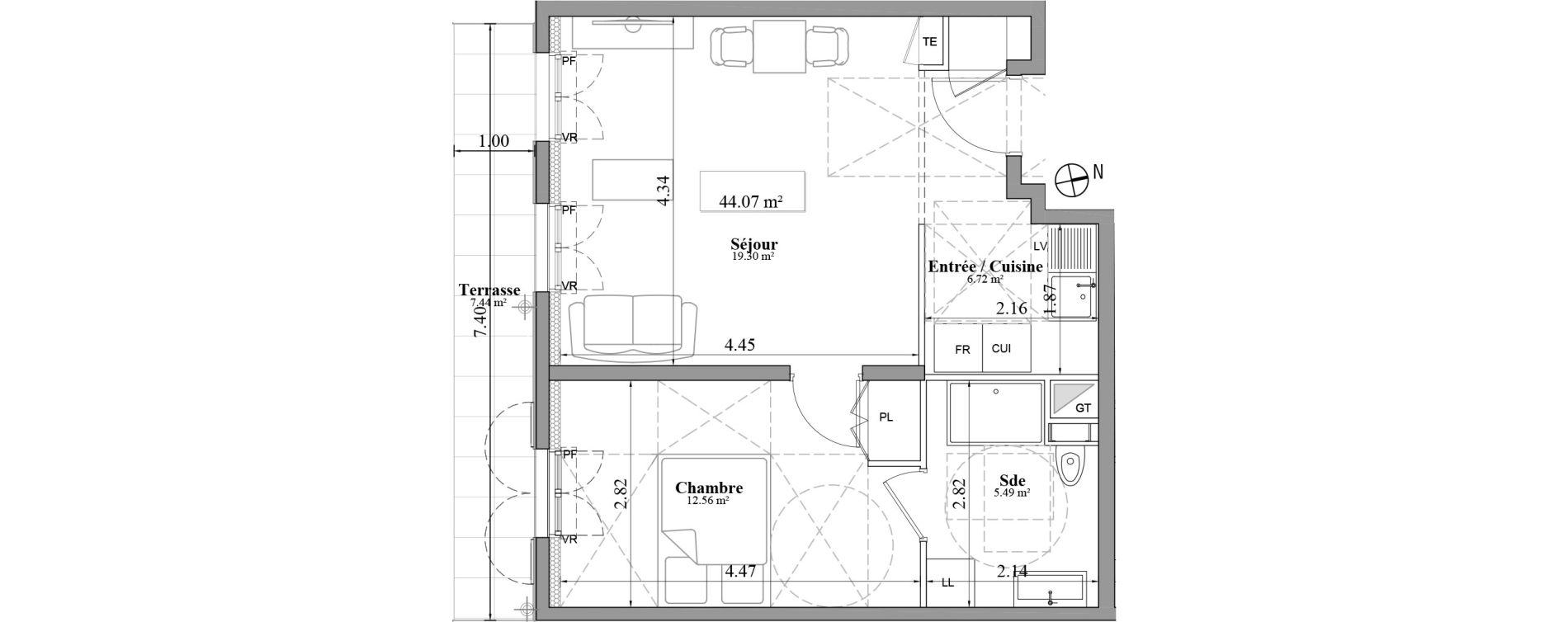 Appartement T2 de 44,07 m2 &agrave; Laval Les fourches