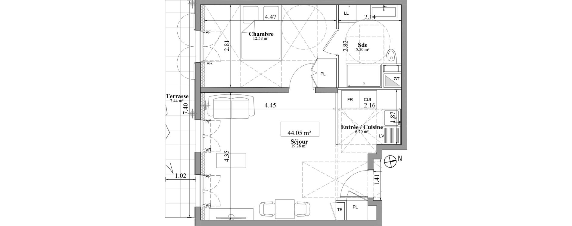 Appartement T2 de 44,05 m2 &agrave; Laval Les fourches