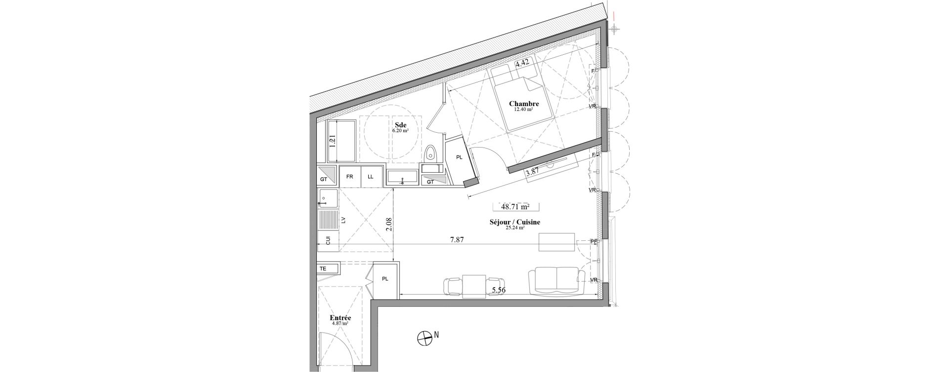 Appartement T2 de 48,71 m2 &agrave; Laval Les fourches
