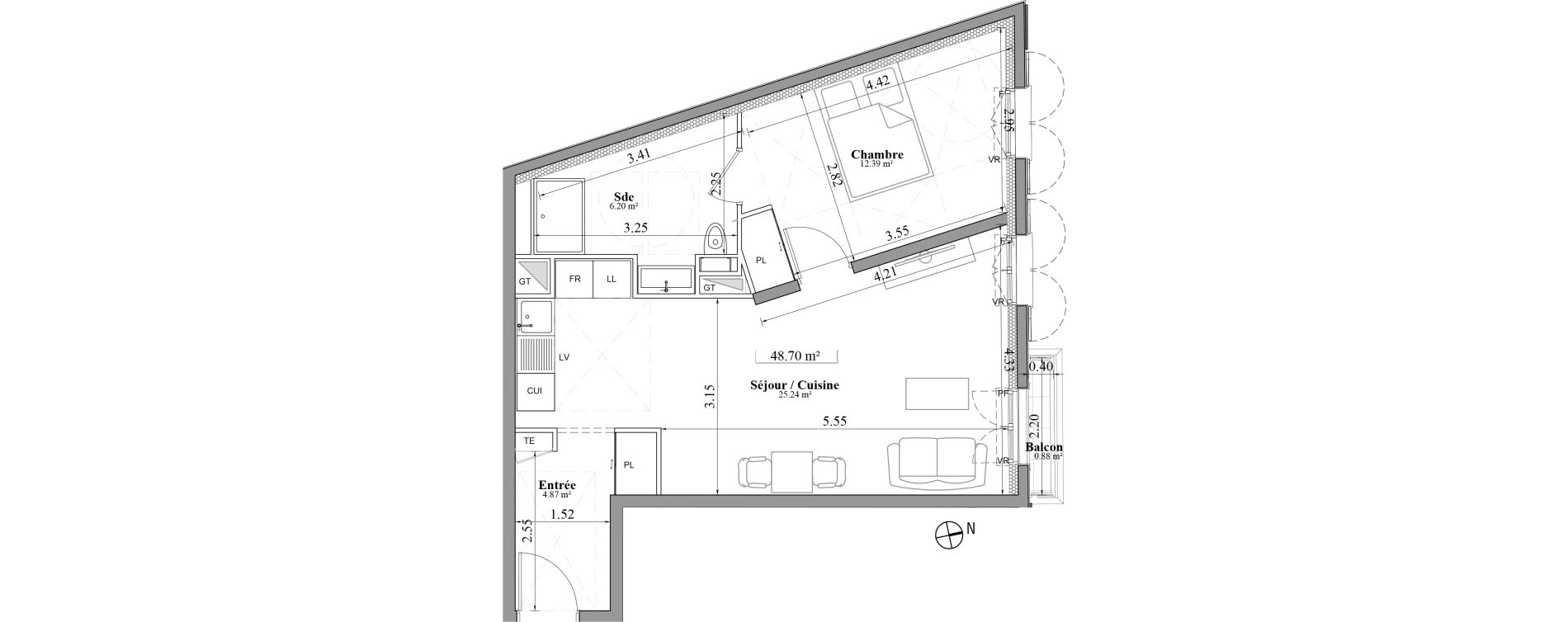 Appartement T2 de 48,70 m2 &agrave; Laval Les fourches