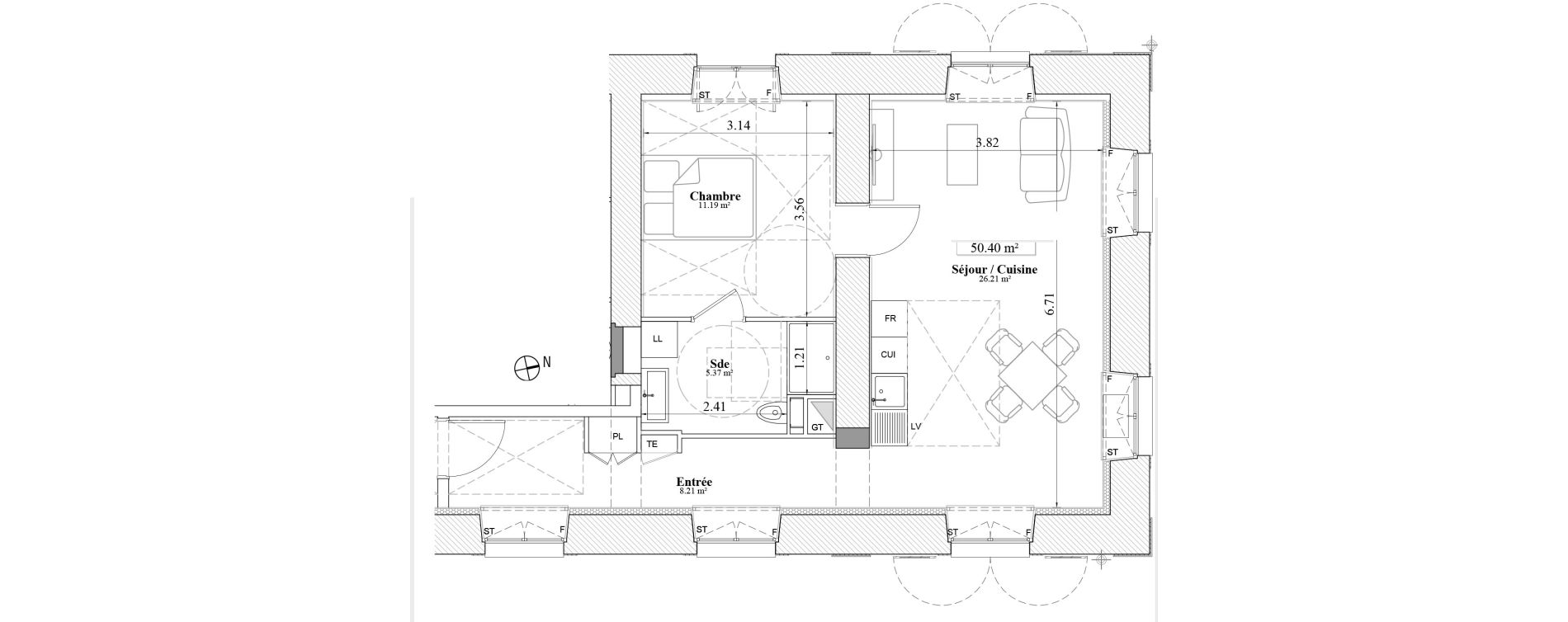 Appartement T2 de 50,98 m2 &agrave; Laval Les fourches