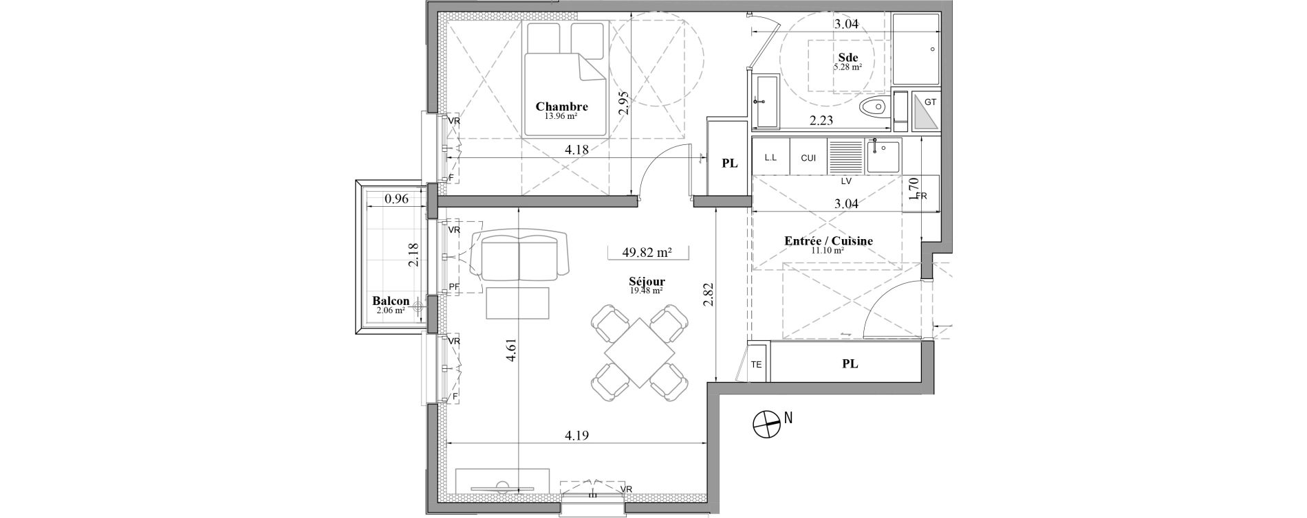 Appartement T2 de 49,82 m2 &agrave; Laval Les fourches
