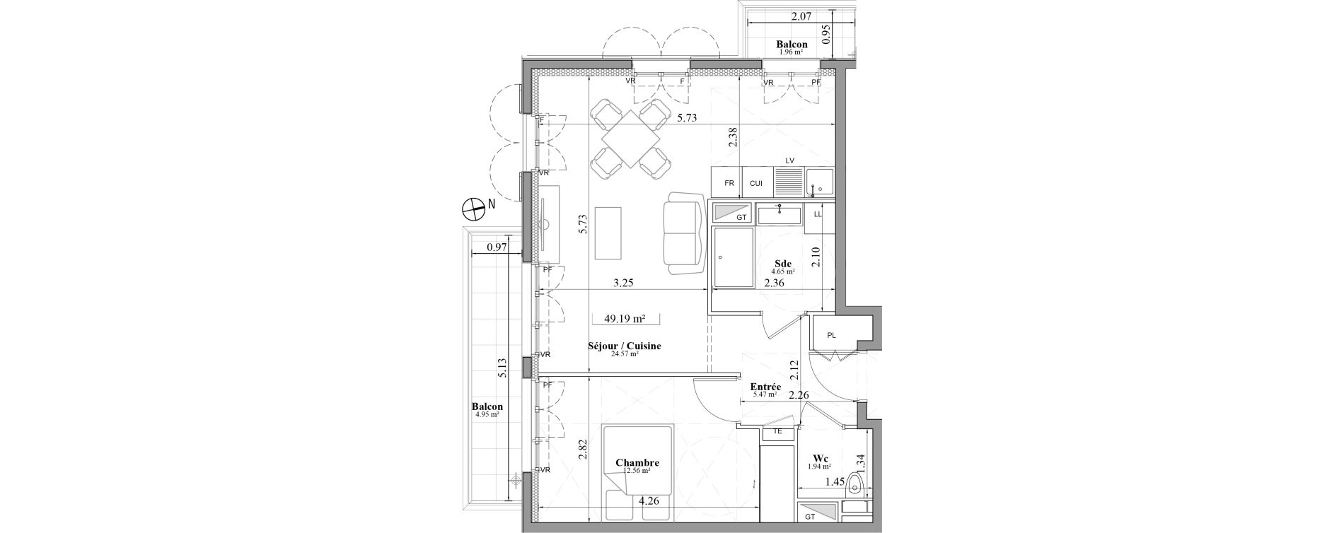 Appartement T2 de 49,19 m2 &agrave; Laval Les fourches