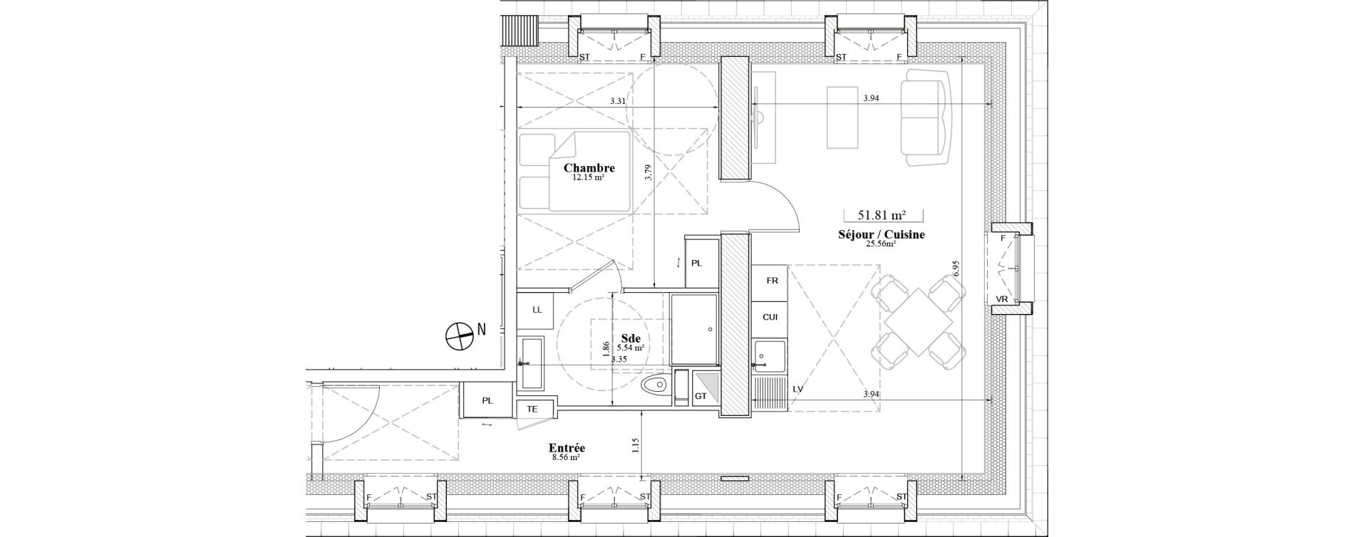 Appartement T2 de 51,81 m2 &agrave; Laval Les fourches