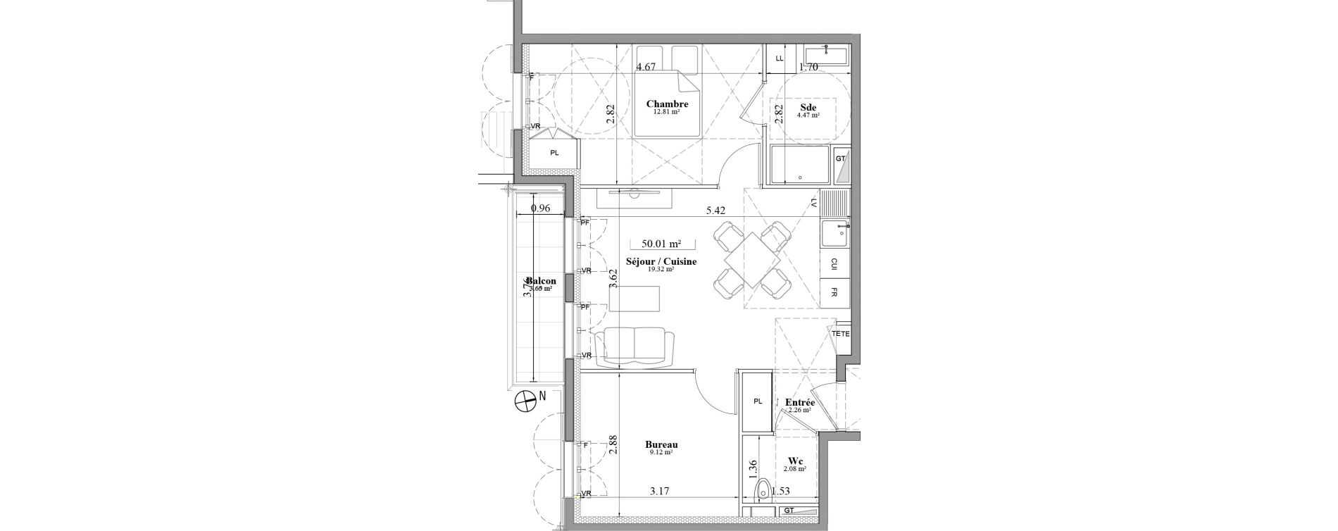 Appartement T3 de 50,01 m2 &agrave; Laval Les fourches