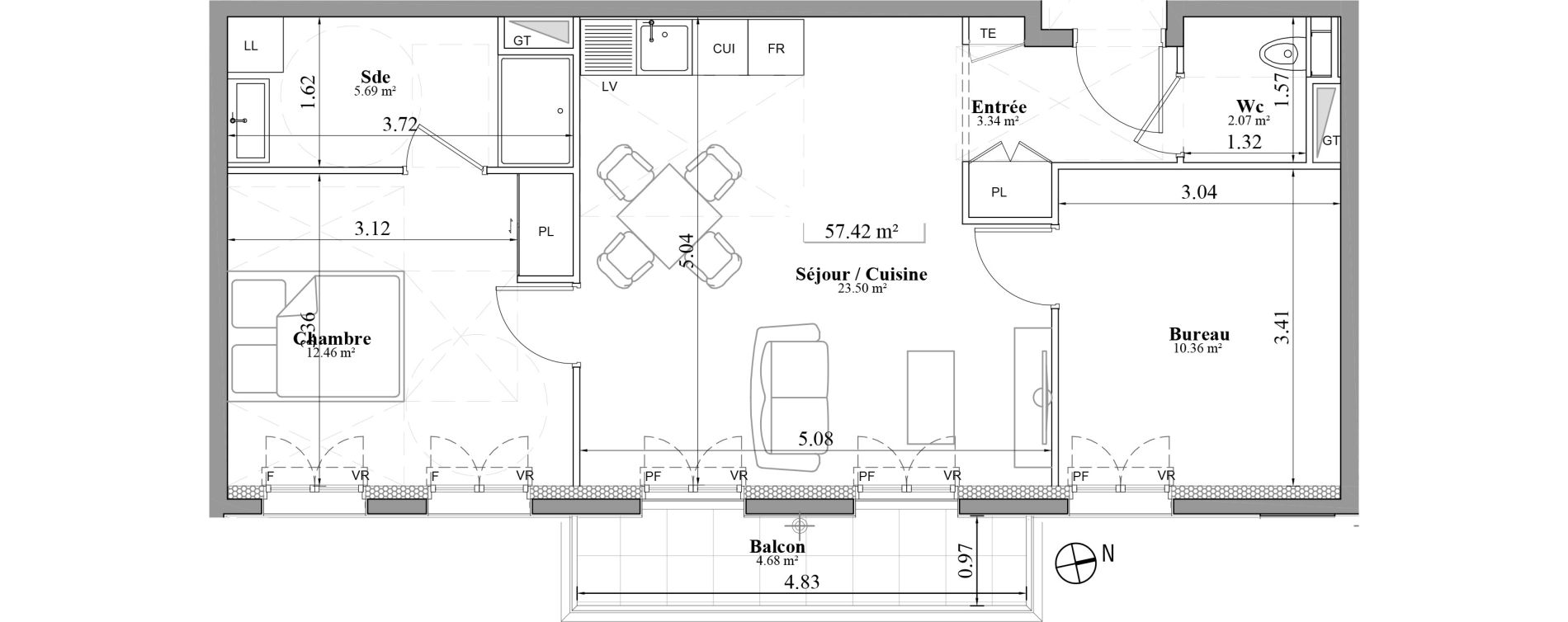 Appartement T3 de 57,42 m2 &agrave; Laval Les fourches