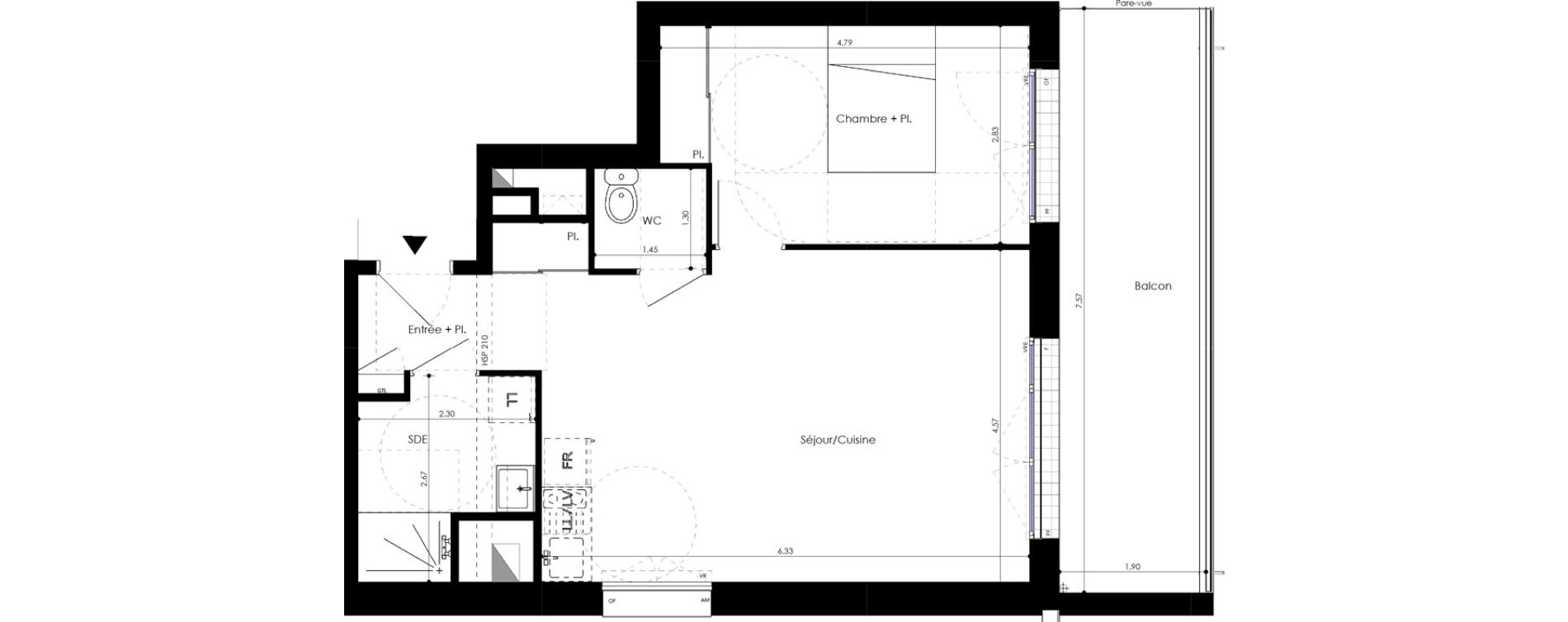 Appartement T2 de 50,02 m2 &agrave; L'Huisserie Centre