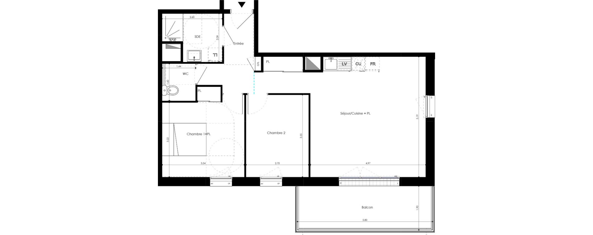 Appartement T3 de 63,17 m2 &agrave; L'Huisserie Centre