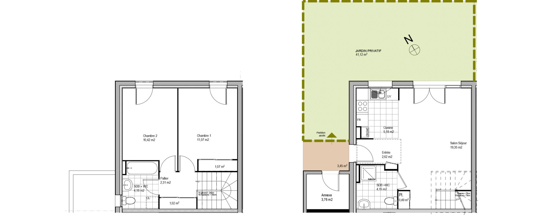 Duplex T3 de 62,00 m2 &agrave; Chang&eacute; Centre