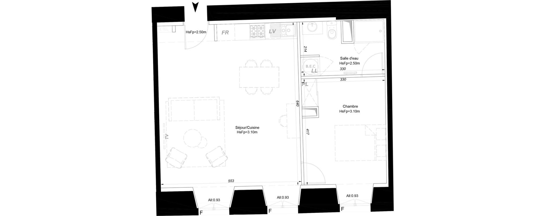 Appartement T2 de 57,40 m2 &agrave; La Fl&egrave;che Centre