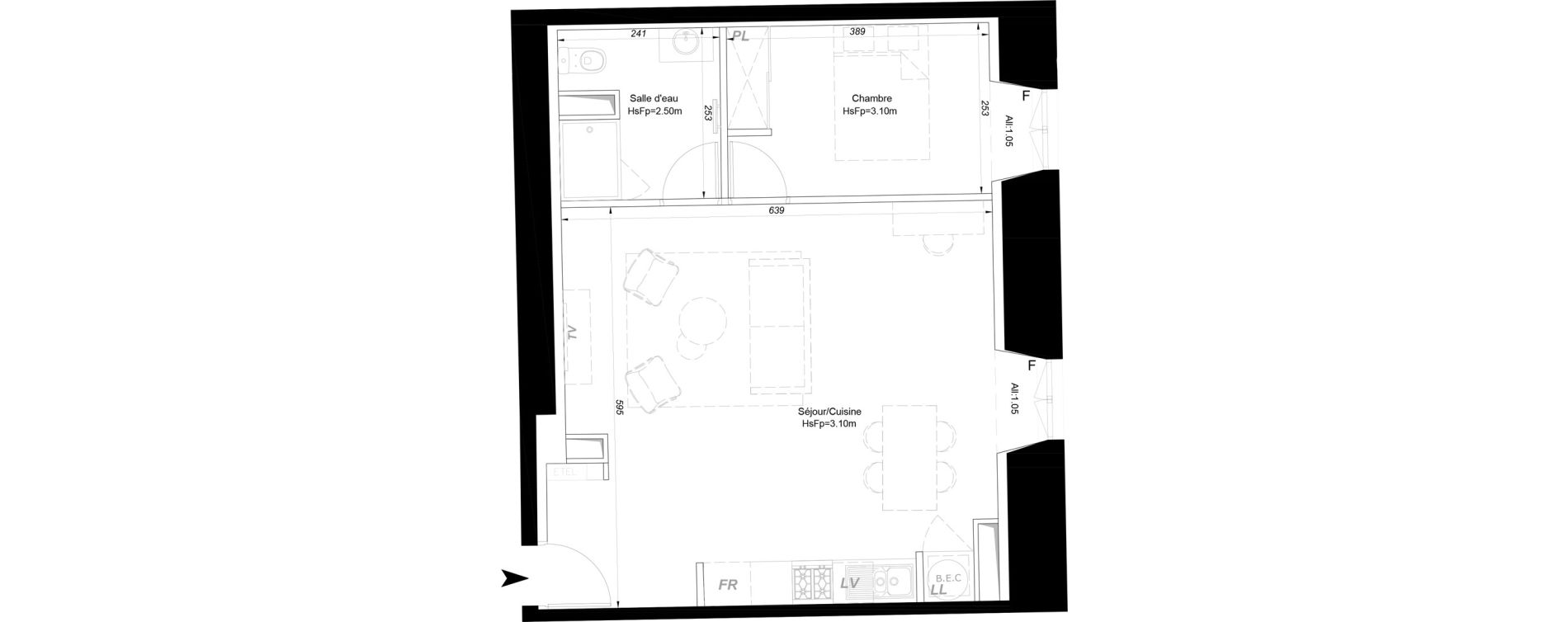 Appartement T2 de 54,30 m2 &agrave; La Fl&egrave;che Centre