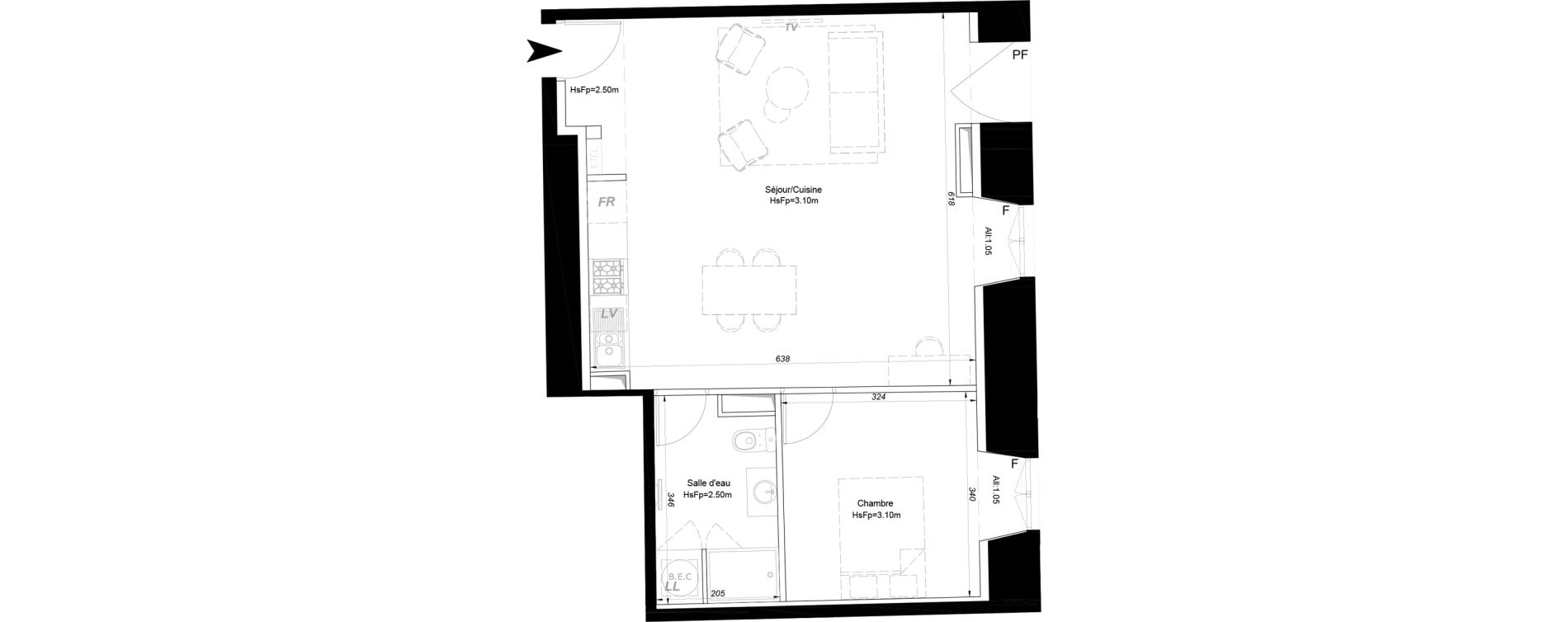 Appartement T2 de 59,00 m2 &agrave; La Fl&egrave;che Centre