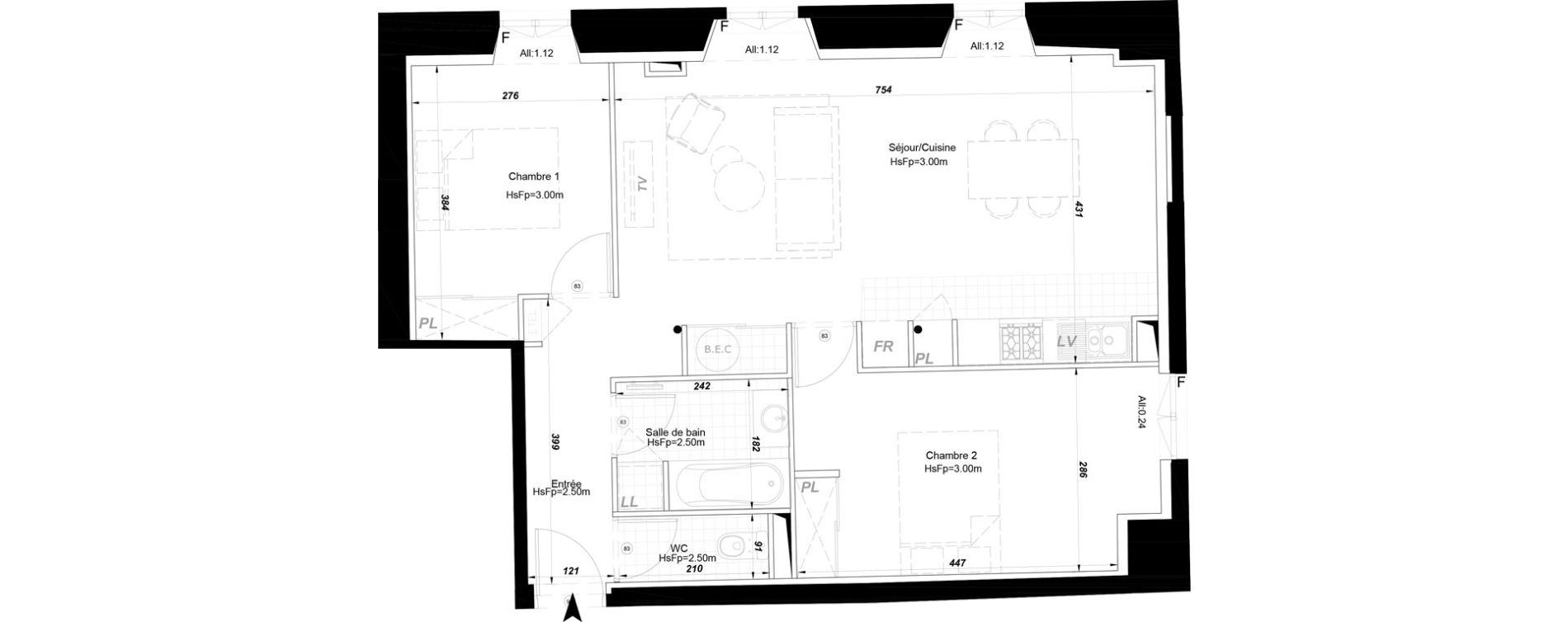 Appartement T3 de 68,25 m2 &agrave; La Fl&egrave;che Centre
