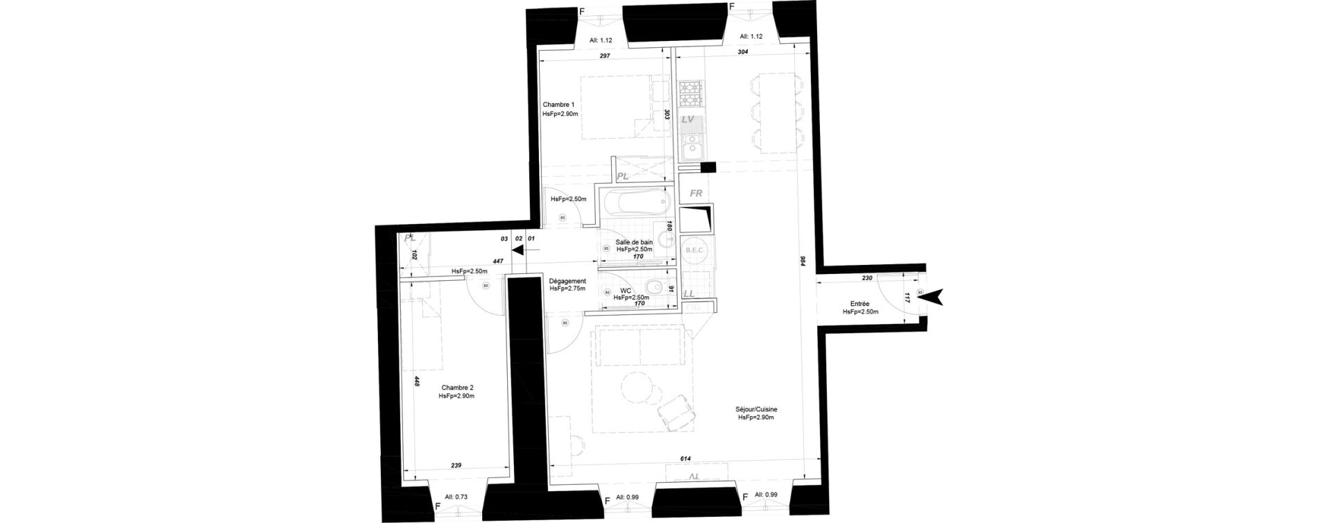 Appartement T3 de 76,90 m2 &agrave; La Fl&egrave;che Centre