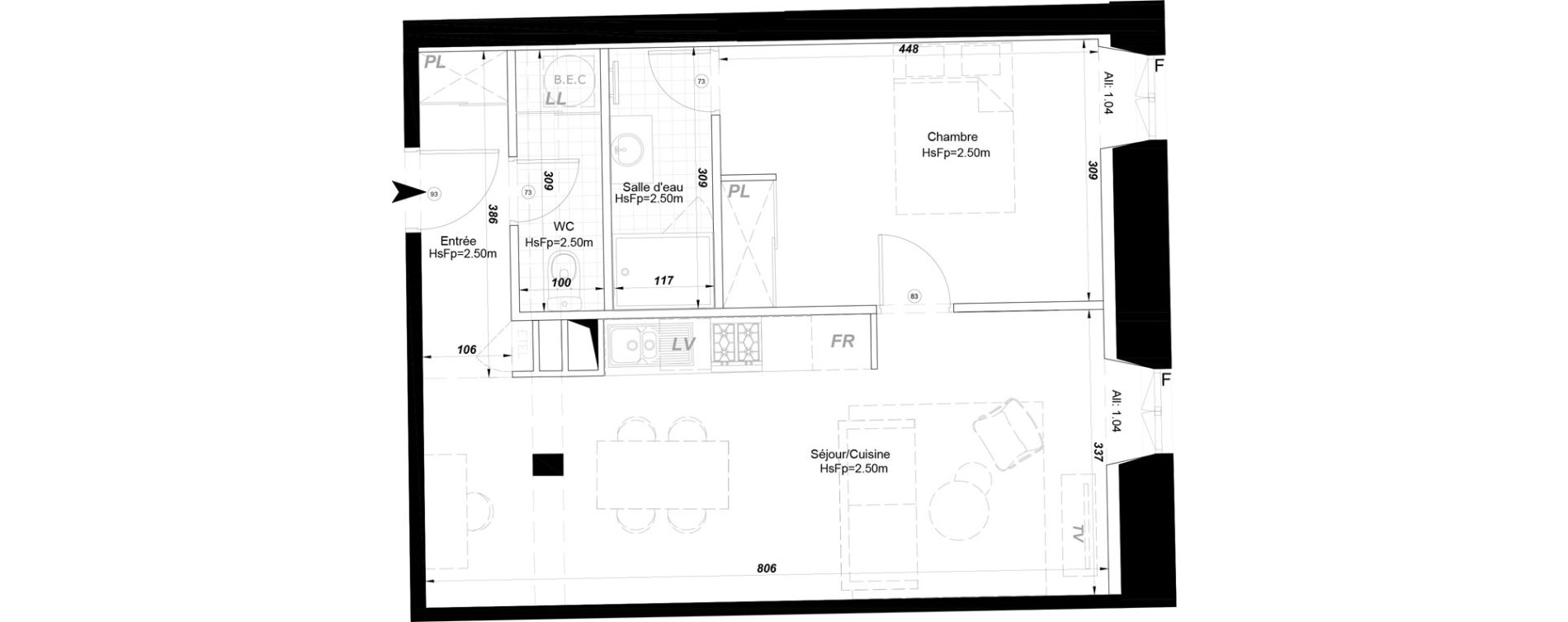 Appartement T2 de 51,15 m2 &agrave; La Fl&egrave;che Centre