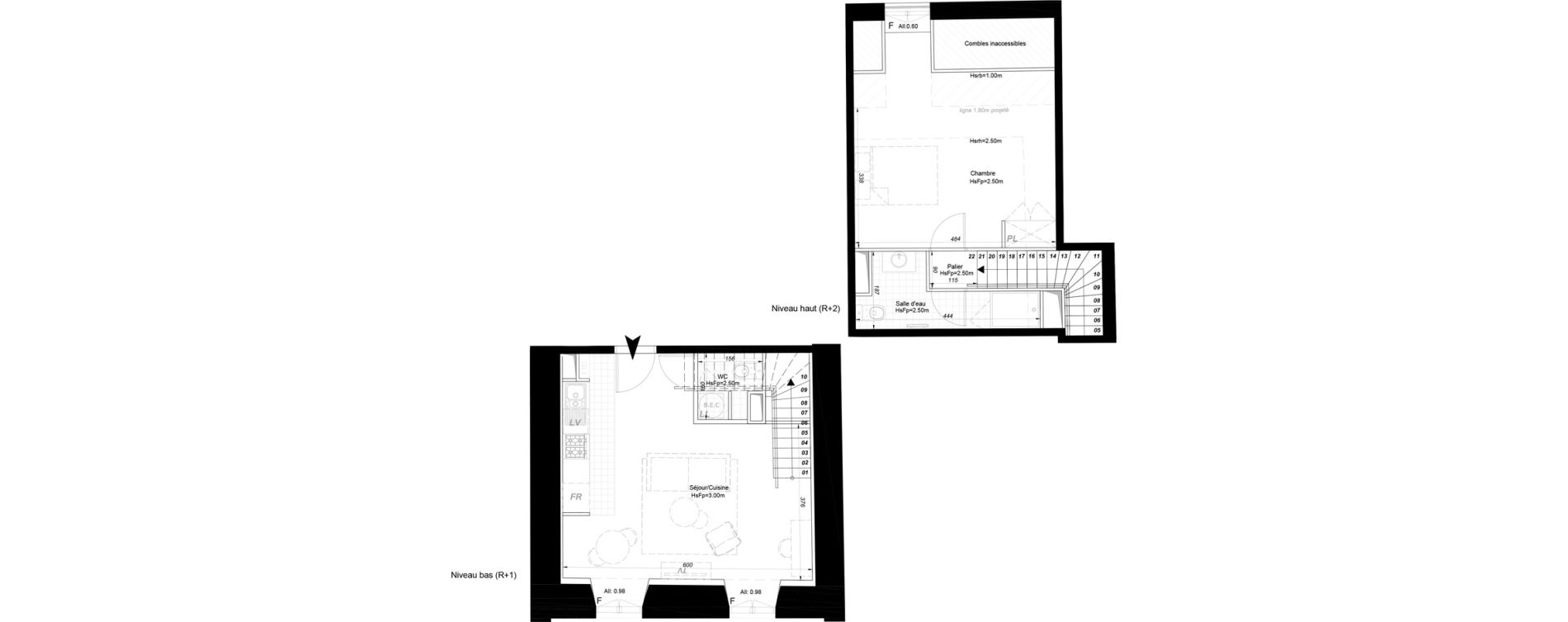 Duplex T2 de 53,95 m2 &agrave; La Fl&egrave;che Centre
