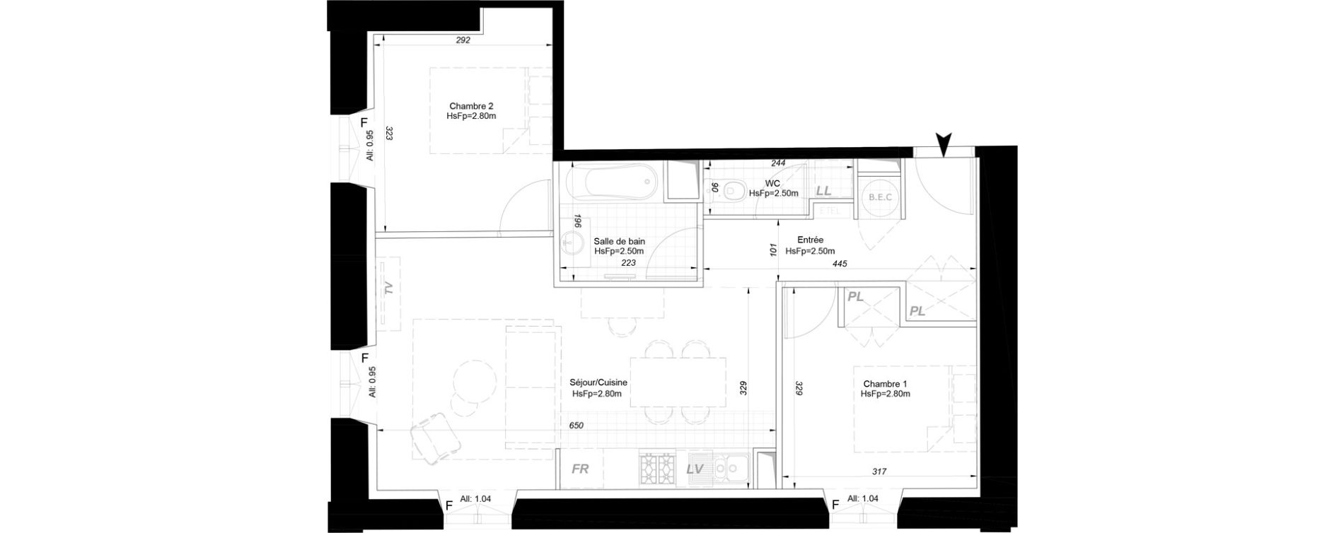 Appartement T3 de 56,50 m2 &agrave; La Fl&egrave;che Centre