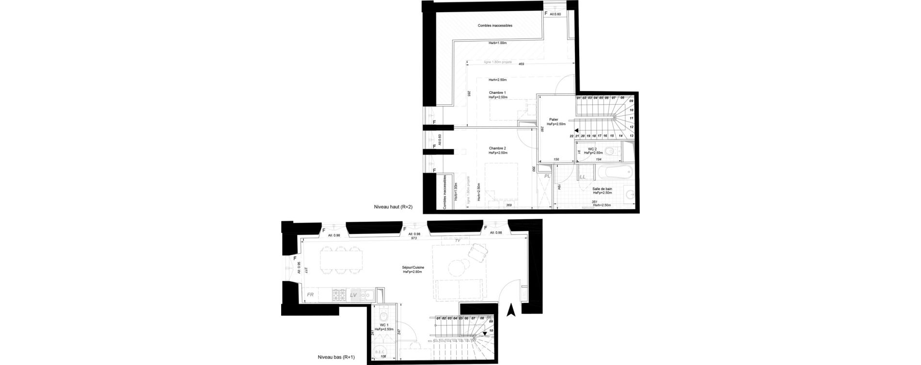Duplex T3 de 78,15 m2 &agrave; La Fl&egrave;che Centre