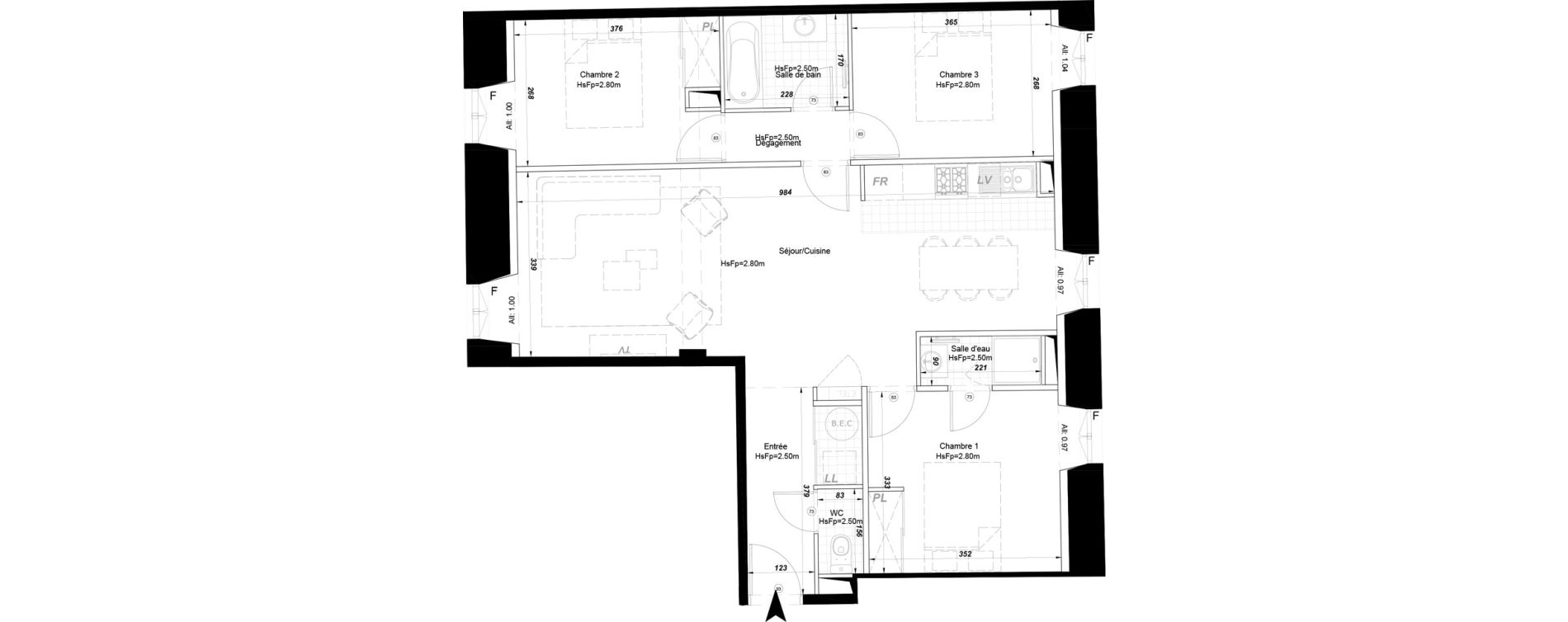 Appartement T4 de 83,05 m2 &agrave; La Fl&egrave;che Centre