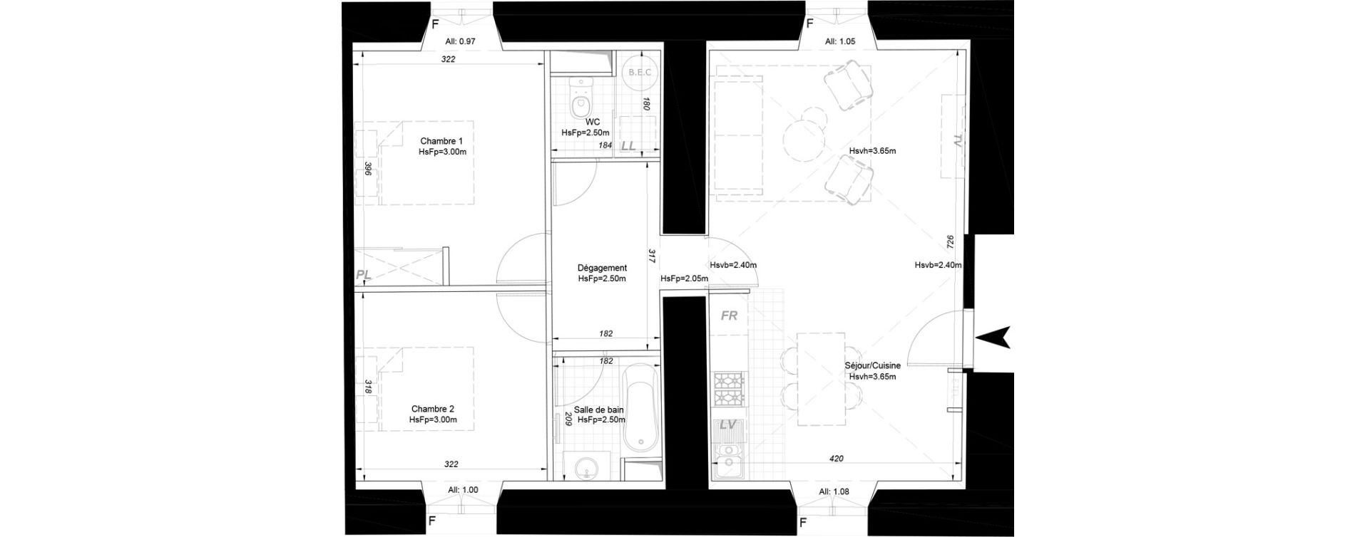 Appartement T3 de 67,45 m2 &agrave; La Fl&egrave;che Centre