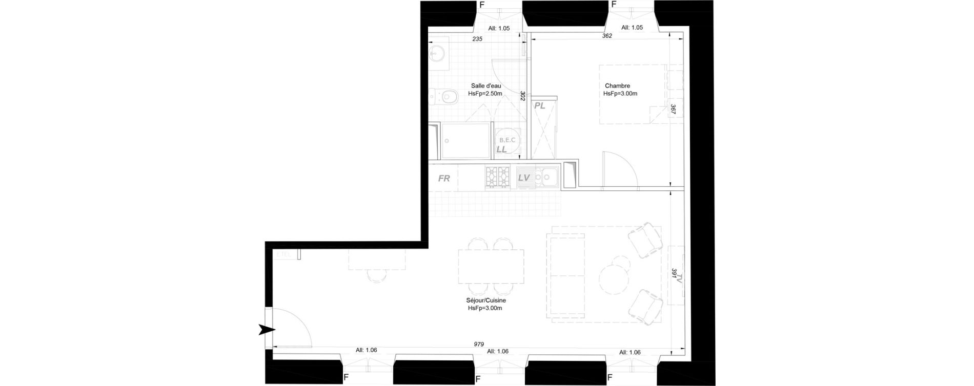 Appartement T2 de 55,20 m2 &agrave; La Fl&egrave;che Centre