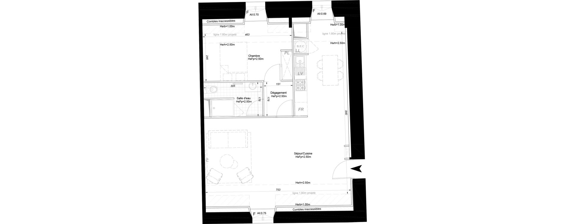 Appartement T2 de 62,40 m2 &agrave; La Fl&egrave;che Centre
