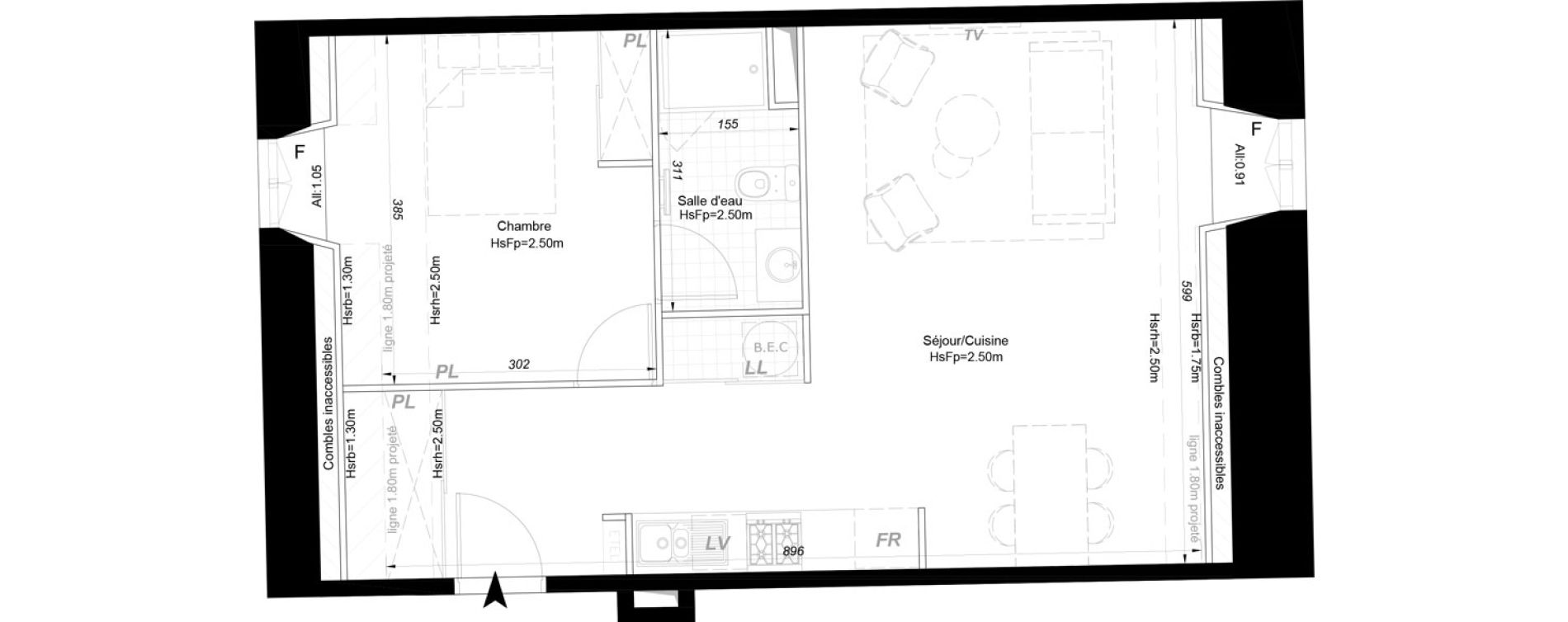 Appartement T2 de 53,00 m2 &agrave; La Fl&egrave;che Centre