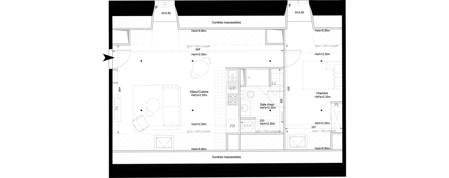 Appartement T2 de 53,40 m2 &agrave; La Fl&egrave;che Centre