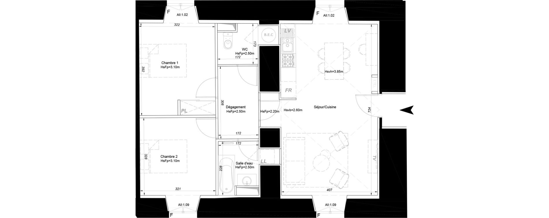 Appartement T3 de 66,95 m2 &agrave; La Fl&egrave;che Centre