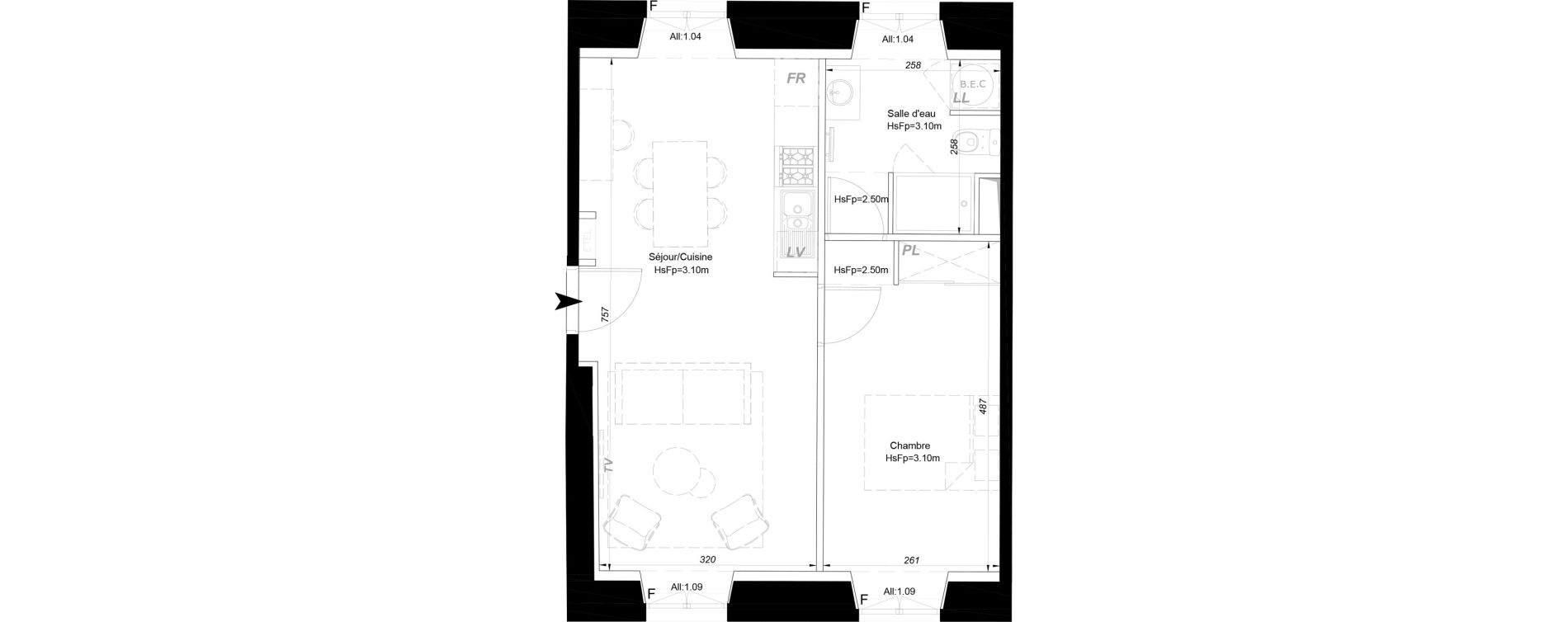 Appartement T2 de 46,40 m2 &agrave; La Fl&egrave;che Centre