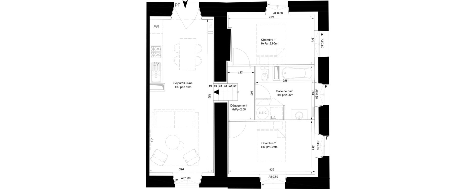 Appartement T3 de 55,80 m2 &agrave; La Fl&egrave;che Centre