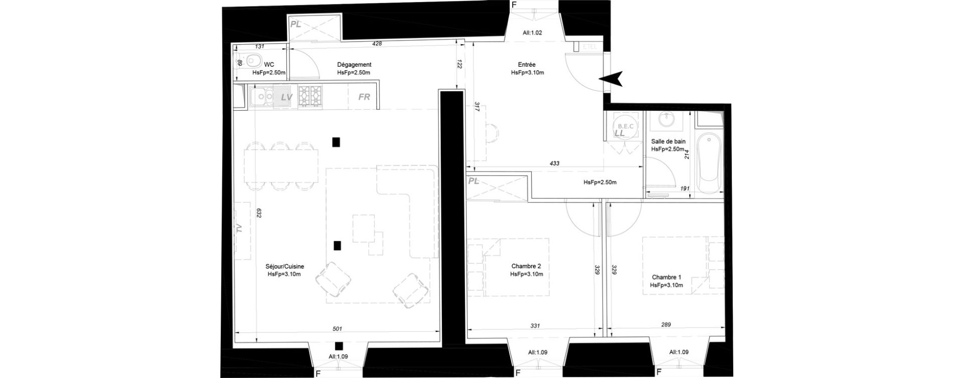 Appartement T3 de 78,45 m2 &agrave; La Fl&egrave;che Centre