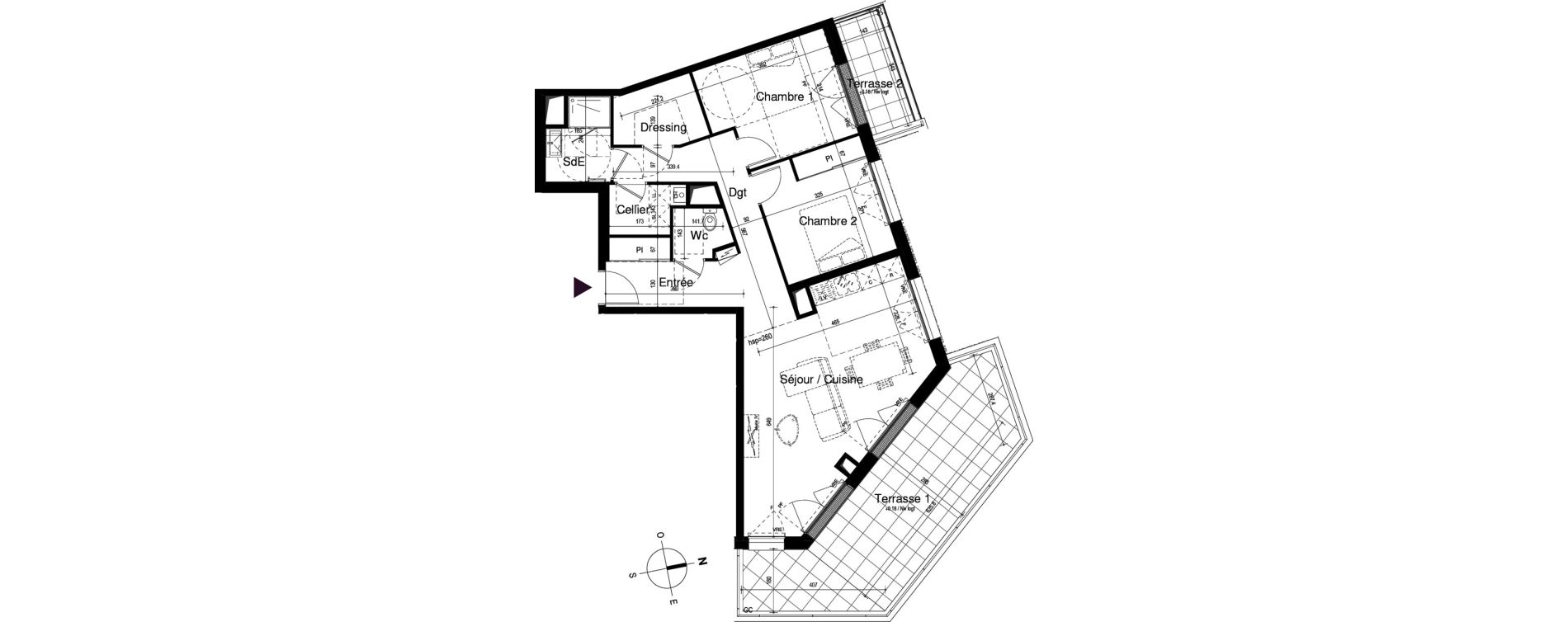 Appartement T3 de 77,68 m2 au Mans Boll&eacute;e