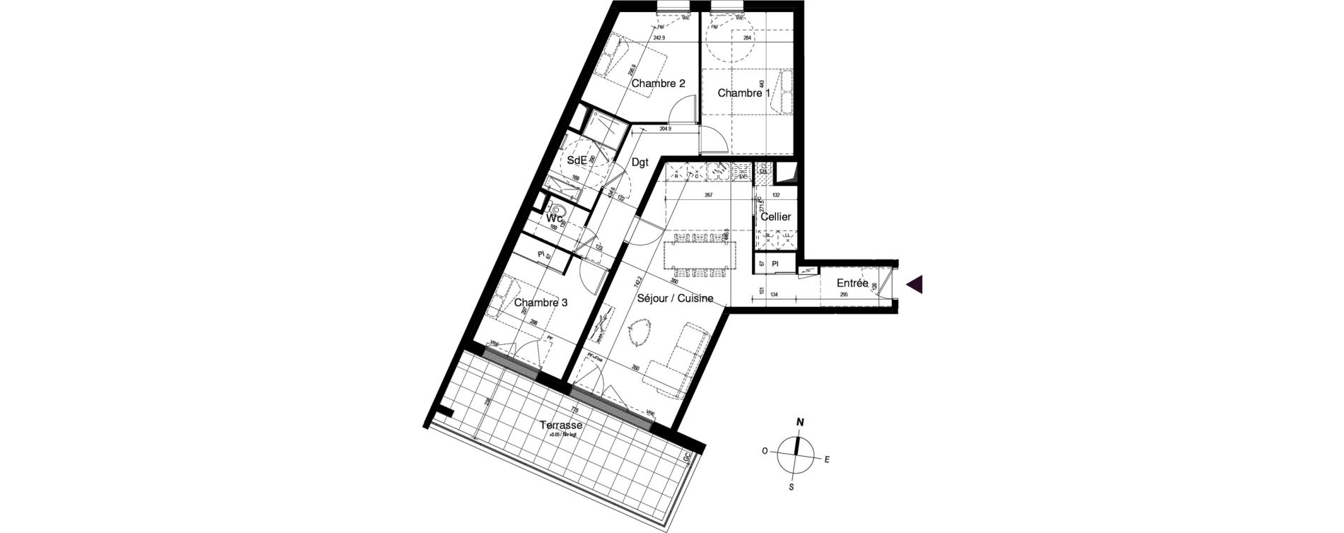 Appartement T4 de 83,34 m2 au Mans Boll&eacute;e