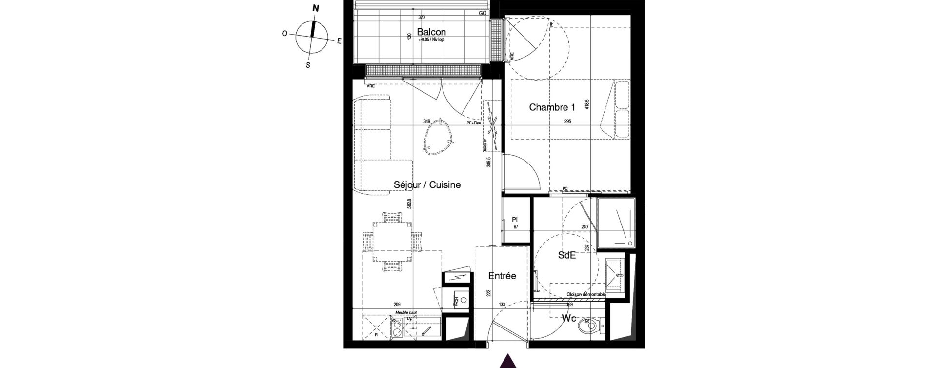 Appartement T2 de 41,99 m2 au Mans Boll&eacute;e