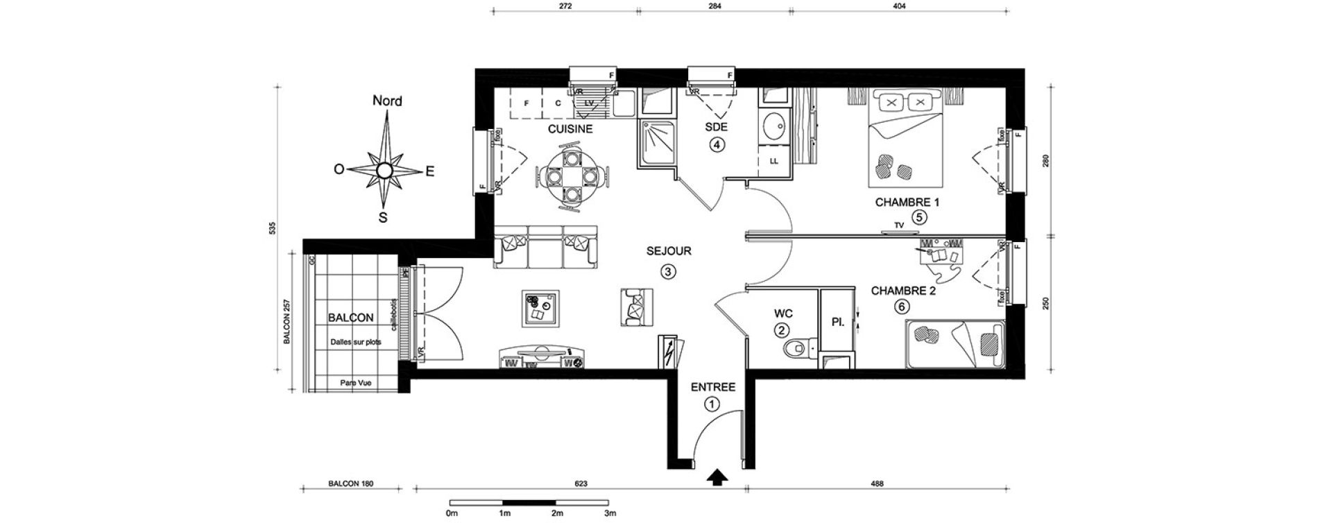 Appartement T3 de 55,19 m2 au Mans Pontlieue