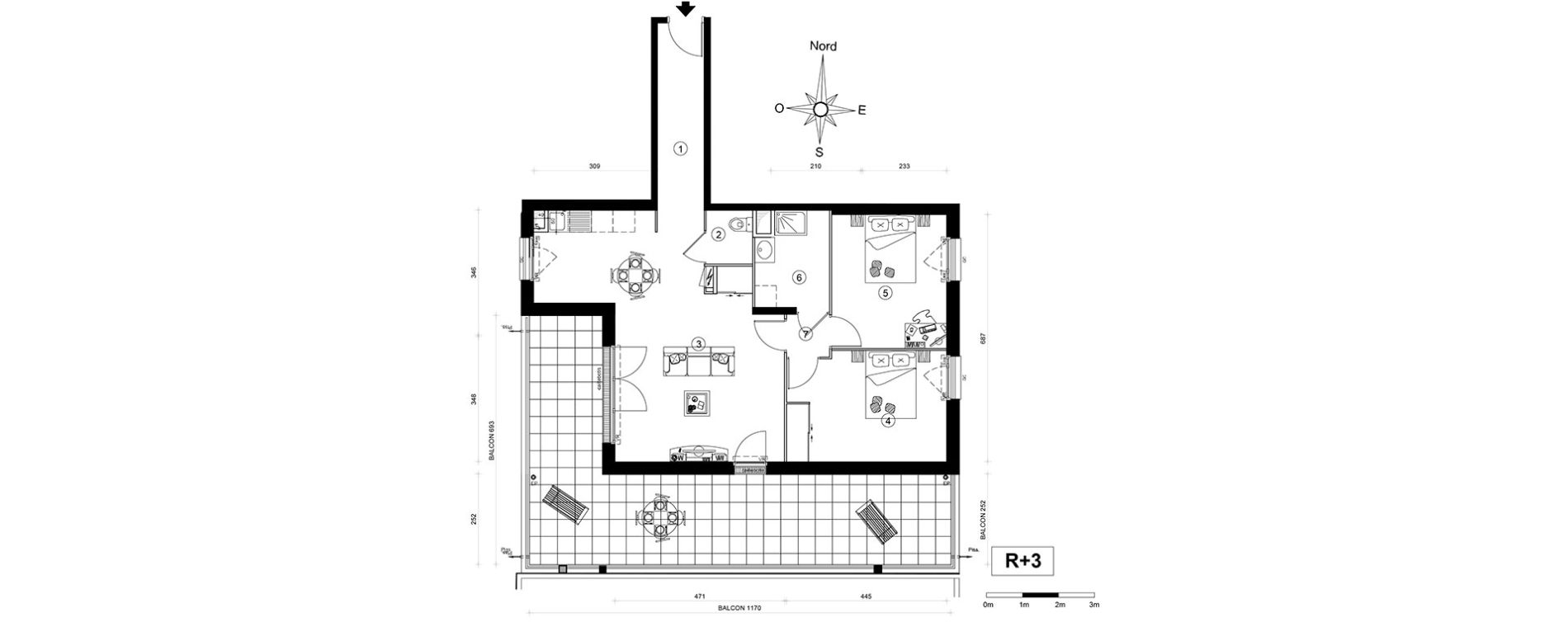 Appartement T3 de 74,46 m2 au Mans Pontlieue