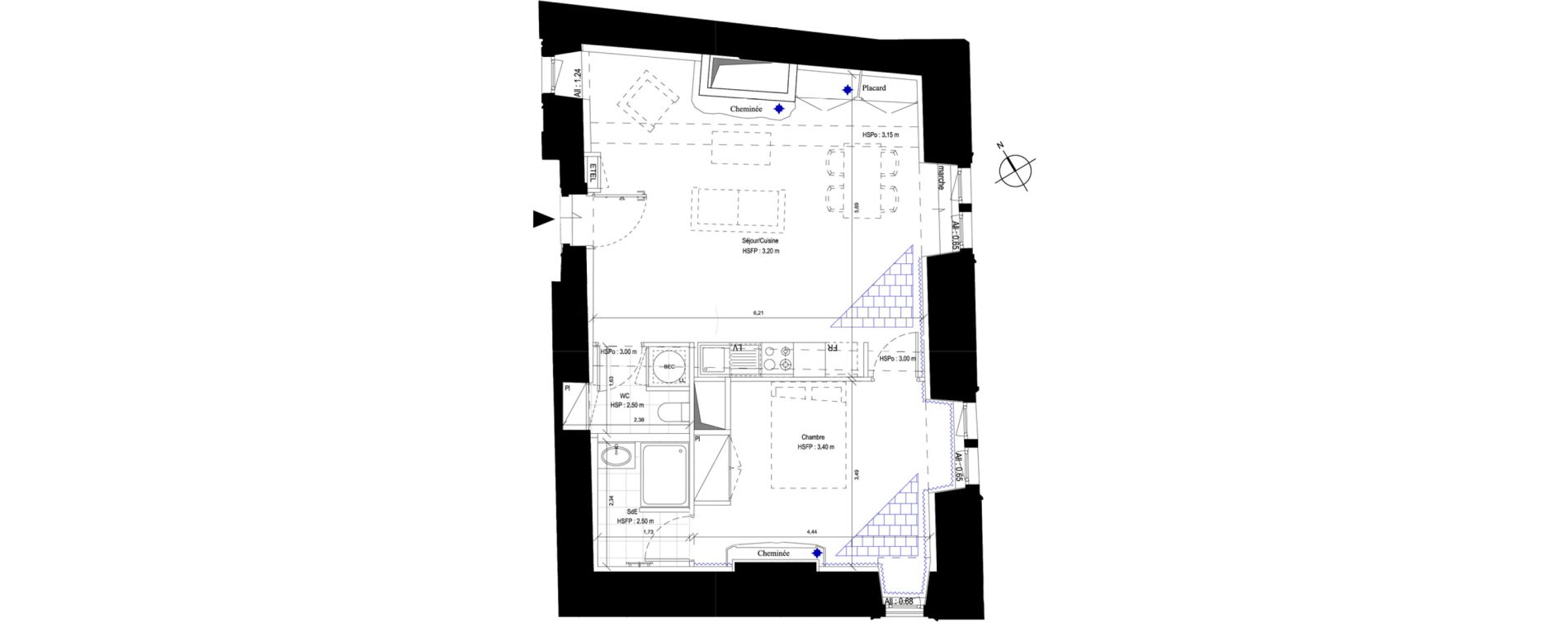 Appartement T2 de 55,70 m2 au Mans Vieux mans