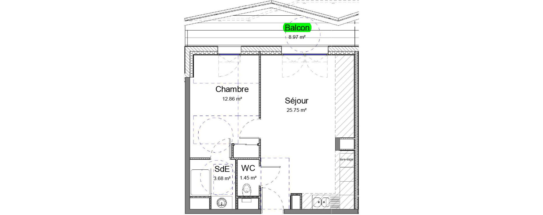 Appartement T2 de 43,74 m2 au Mans Pr&eacute;martine