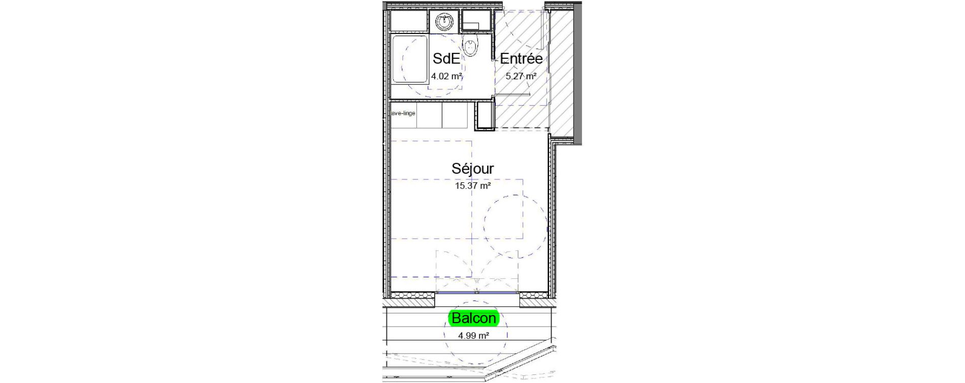 Appartement T1 de 24,66 m2 au Mans Pr&eacute;martine