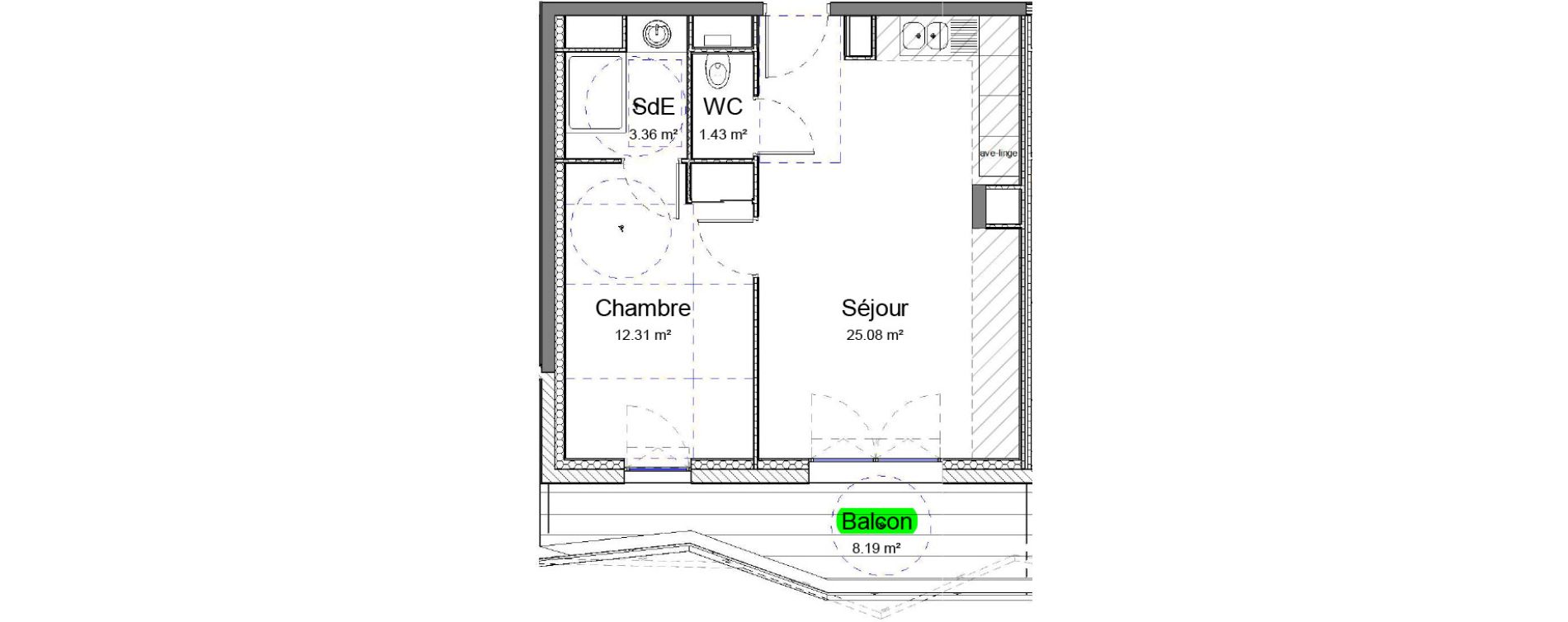 Appartement T2 de 42,18 m2 au Mans Pr&eacute;martine