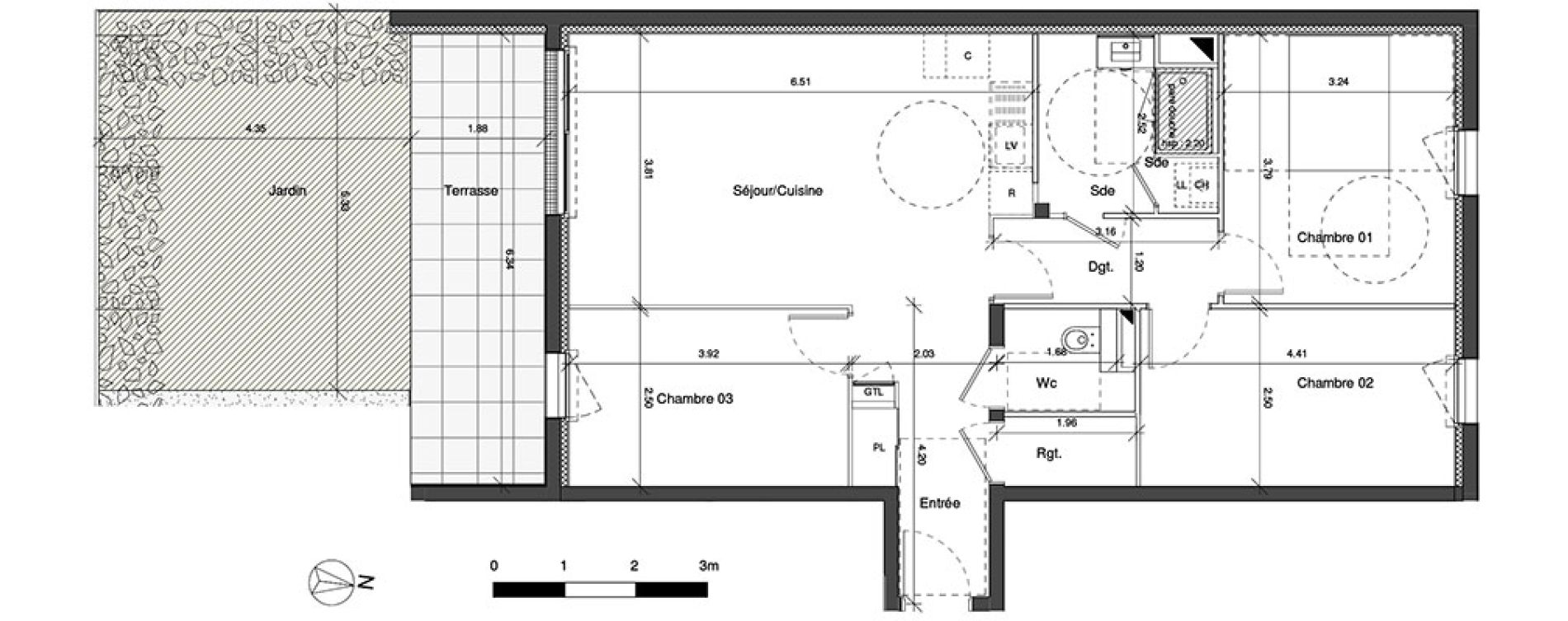 Appartement T4 de 77,40 m2 au Mans Maillets - bellevue