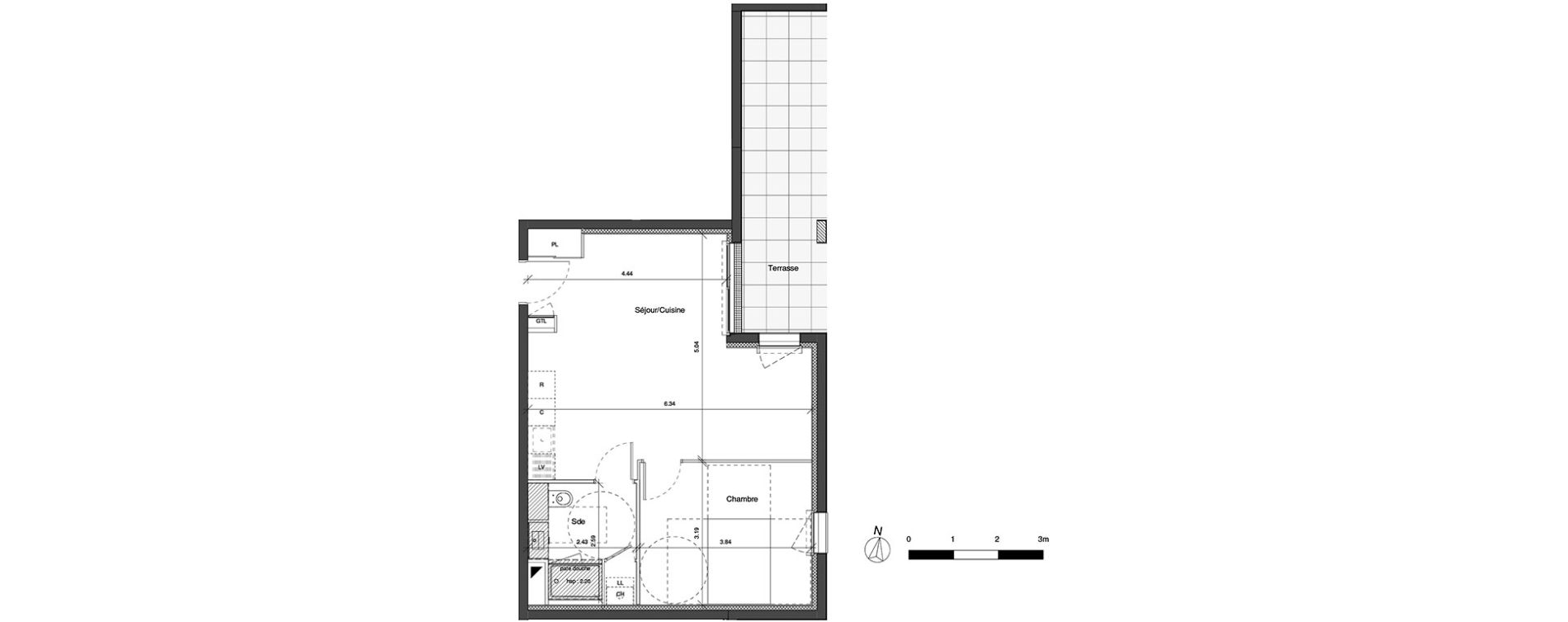 Appartement T2 de 45,91 m2 au Mans Maillets - bellevue
