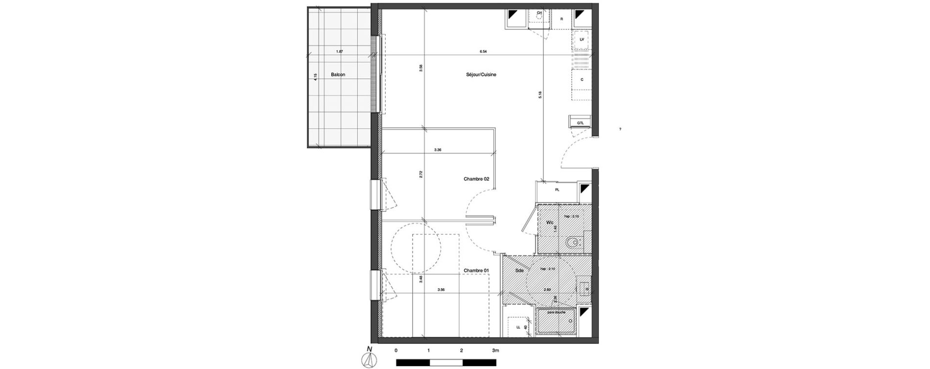 Appartement T3 de 58,75 m2 au Mans Maillets - bellevue