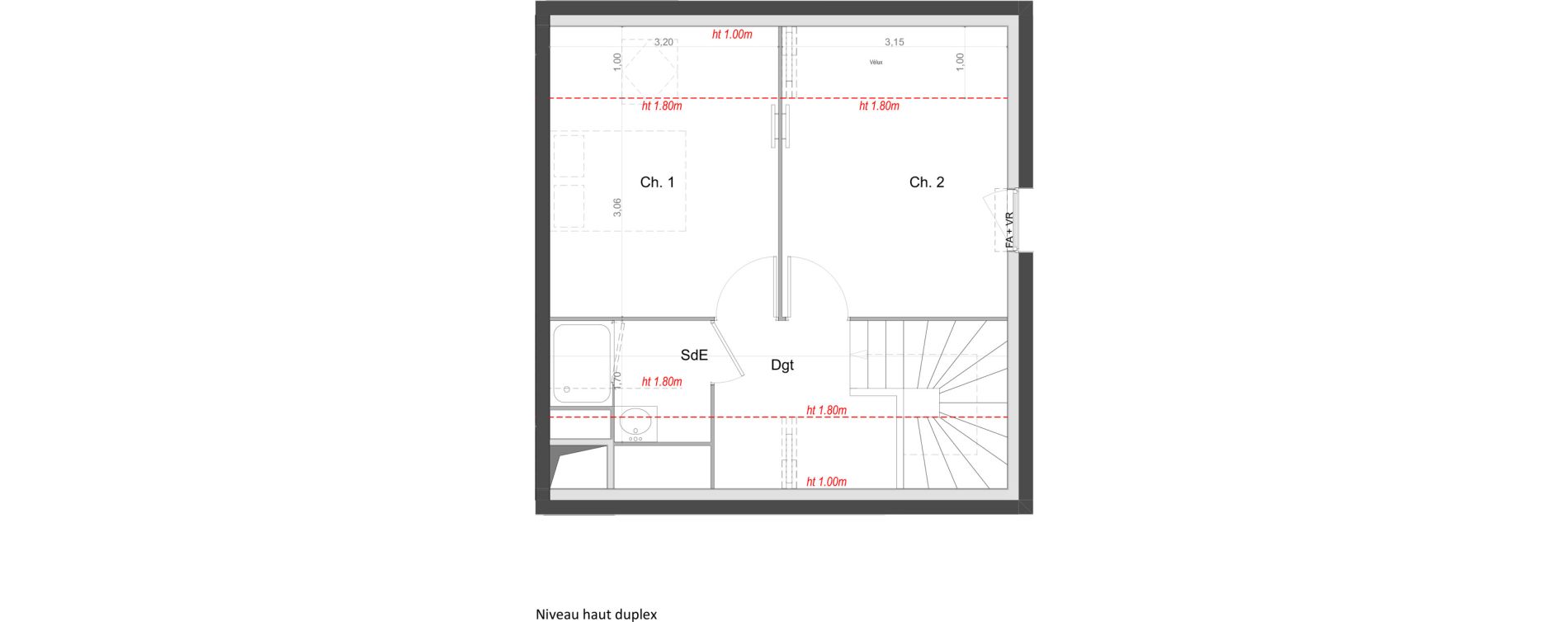 Duplex T3 de 61,40 m2 au Mans Batignolles