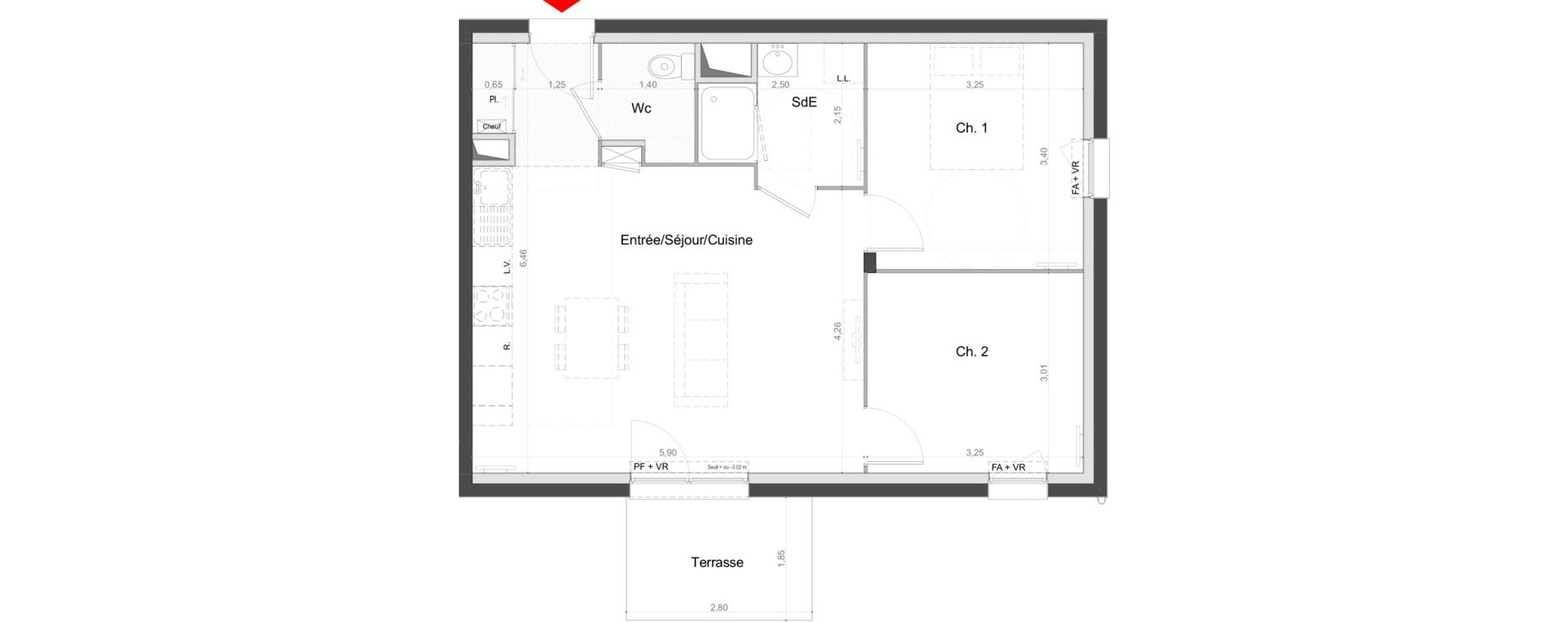 Appartement T3 de 56,70 m2 au Mans Batignolles